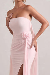 Strapless Floral Tie Maxi Dress