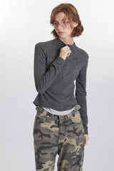 Mock Two-Piece Half-Zip Knit Top