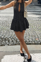 Hollow Polka Dot Bodycon Mini Dress