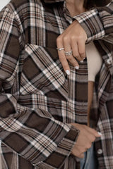 Long Sleeve Plaid Stripe Blouse