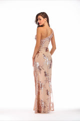 Sequin Backless Asymmetric Formal Dress