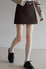 Solid Tartan Textured Skirt