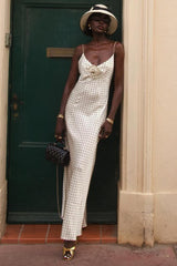 Printed Backless Cami Bodycon Maxi Dress