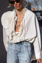 3D Floral Long Sleeve Blouse