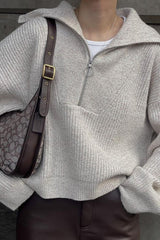 Half Zip Casual Knit Sweater