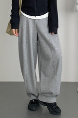 Relaxed Fit Curved Hem Thermal Knit Pants