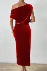 Off-the-shoulder Bodycon Cocktail Dress S / Red