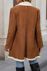 Suede Wool Blend Mid Length Overcoat