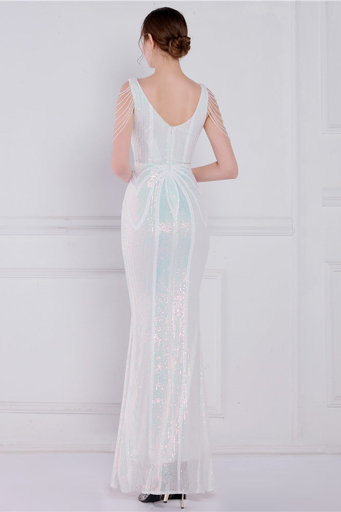 Beaded Floral Sequin Mermaid Party Dress