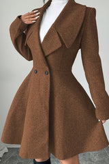 Waisted Dress Style Wool Blend Overcoat