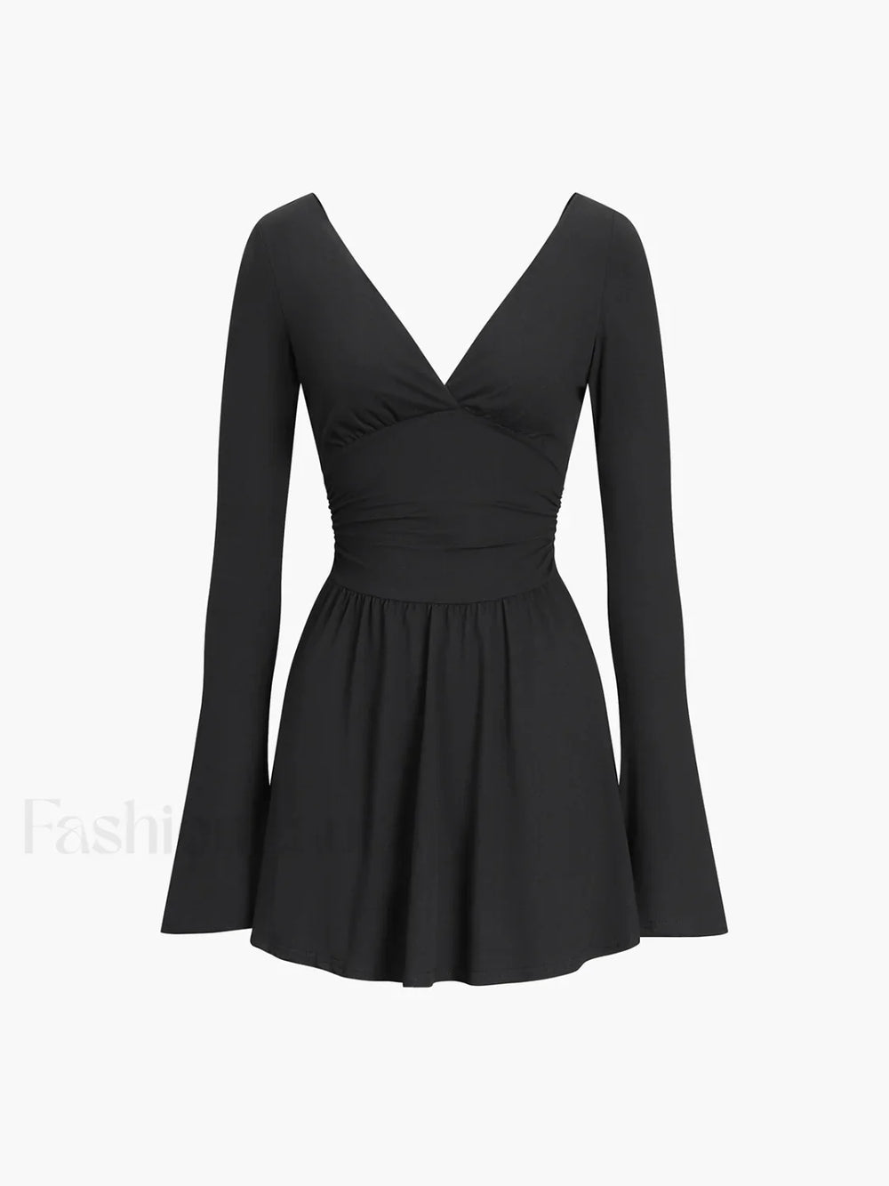Effortless Plunge Graceful Skater Short Dress Dresses