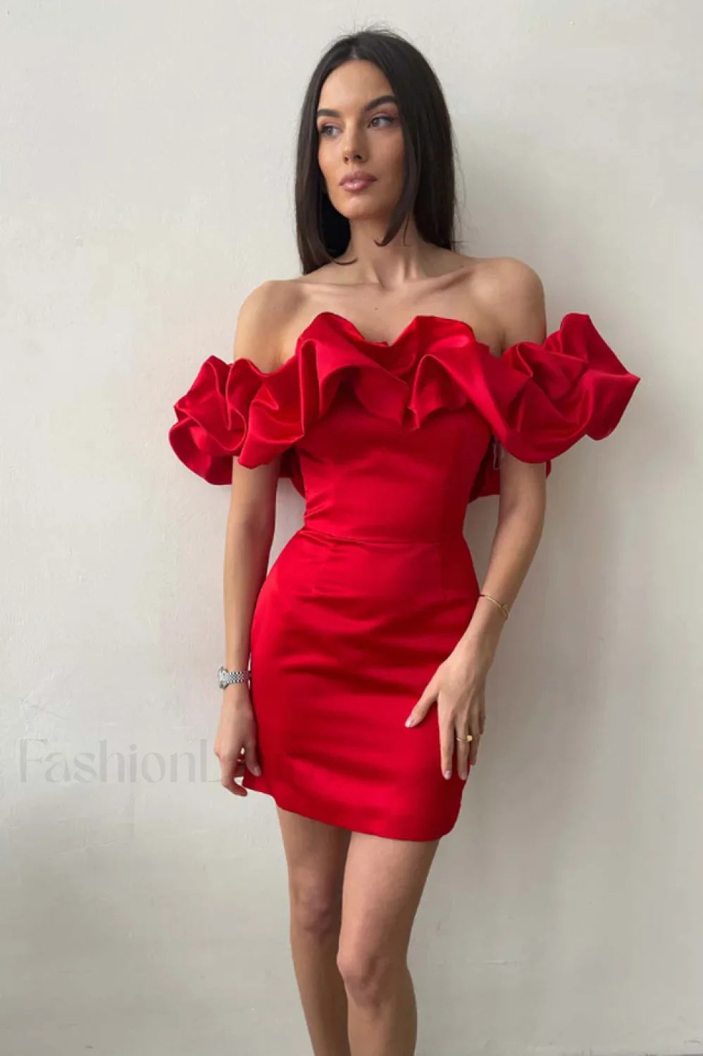 Elastic Mystic Stylish Satin Dress S / Red
