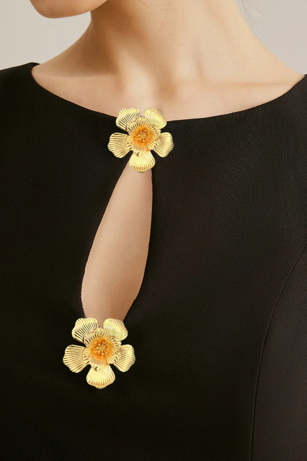 Elegant Button Front Waist Cinched Sleeveless Work Dress