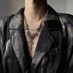 Elegant Dark Diamond Butterfly Star Moon Necklace BLACK