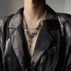 Elegant Dark Diamond Butterfly Star Moon Necklace BLACK