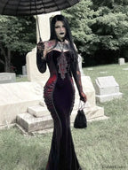 Elegant Fashion Bodycon Party Corset Maxi Gown Sweet Pleated Gothic Mesh Mermaid Hot Tight Halter Dress