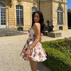 Elegant Floral Print Tulle Floral Dress