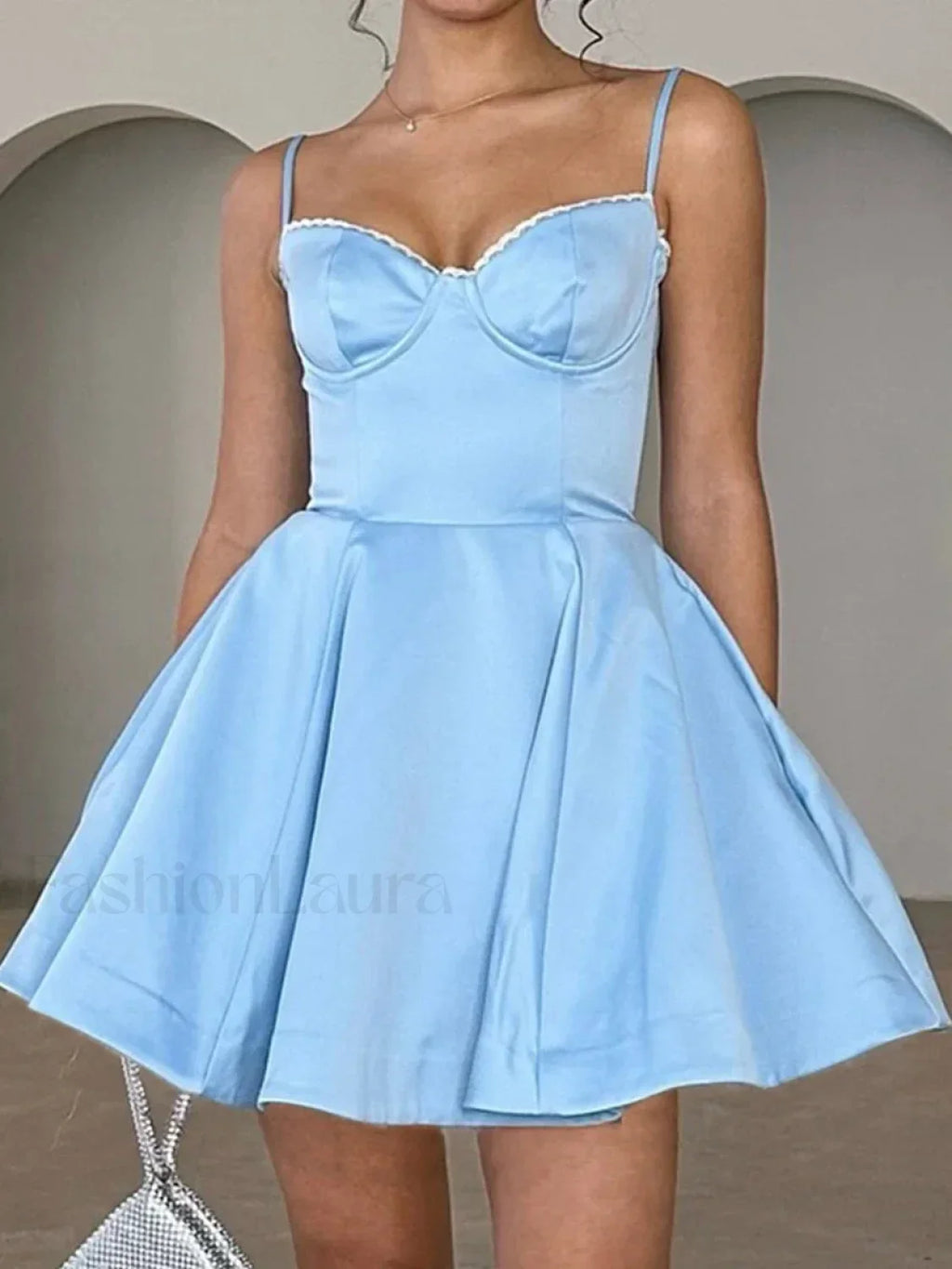 Elegant Floral Print Tulle Floral Dress Blue / XS