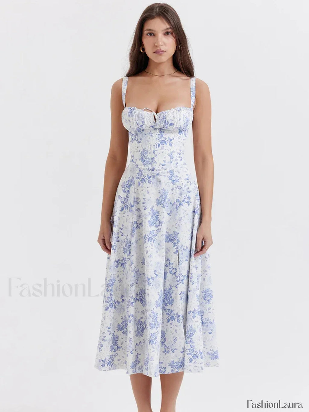 Elegant Floral Side Split Floral Dress