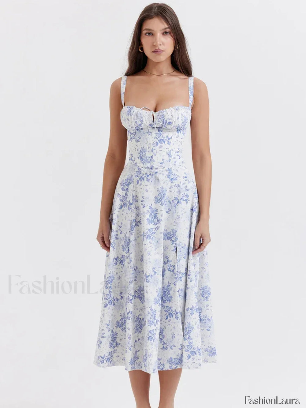Elegant Floral Side Split Floral Dress
