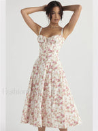 Elegant Floral Side Split Floral Dress
