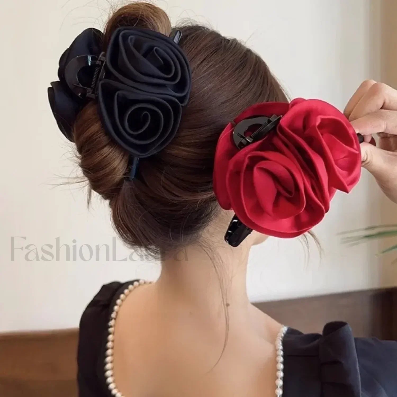 Elegant High Grade Satin Rose Large Christmas Hair Accessory