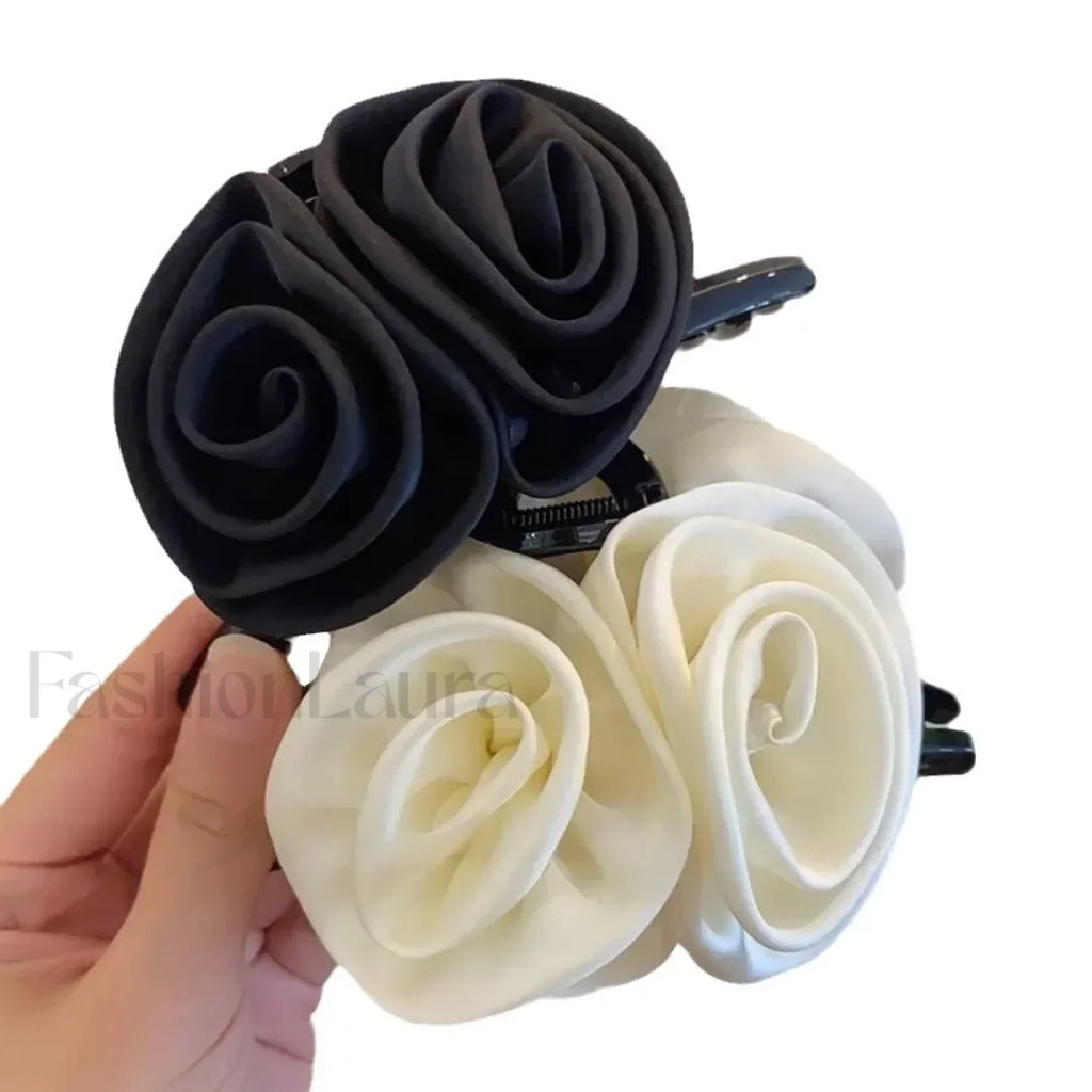 Elegant High Grade Satin Rose Large Christmas Hair Accessory