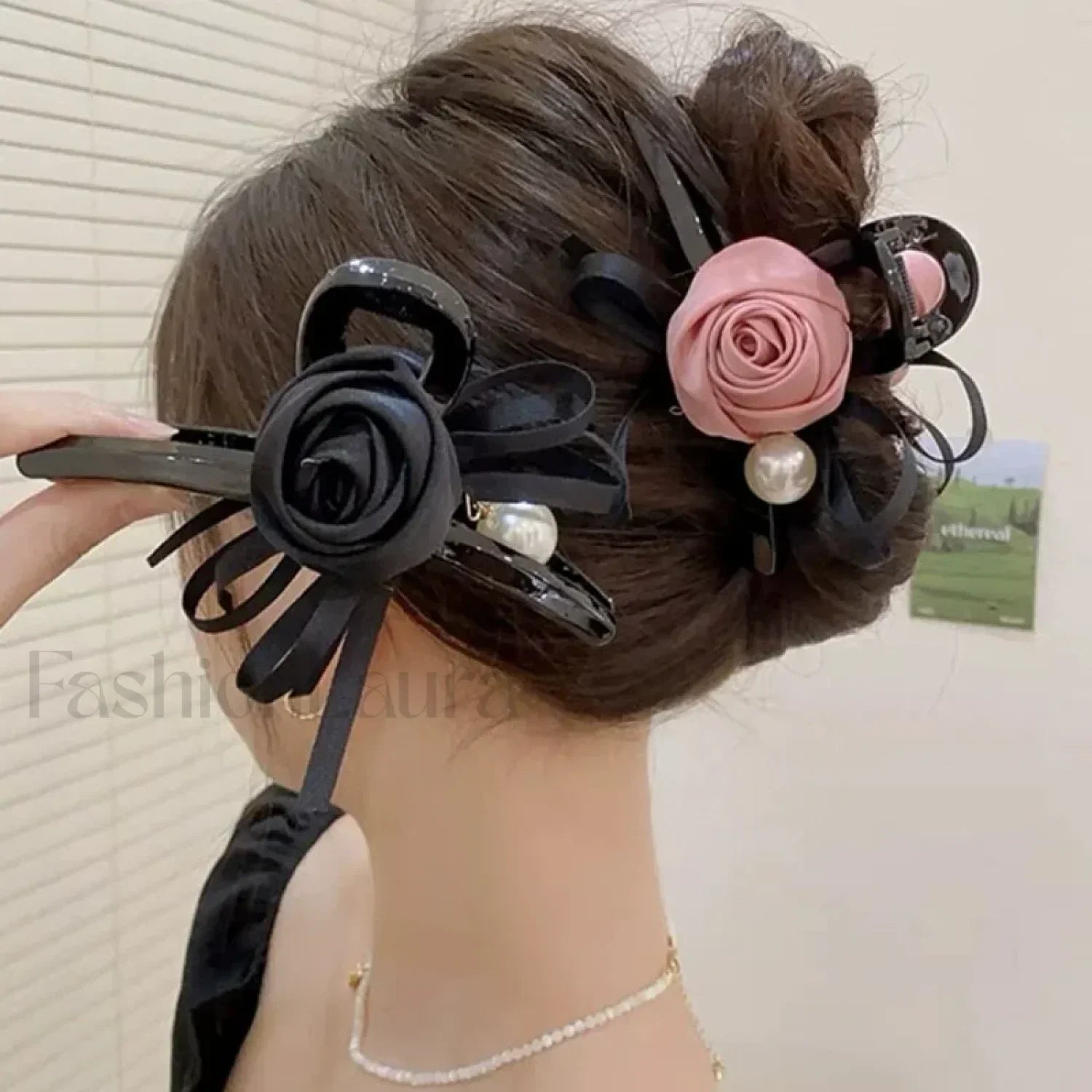 Elegant High Grade Satin Rose Large Christmas Hair Accessory