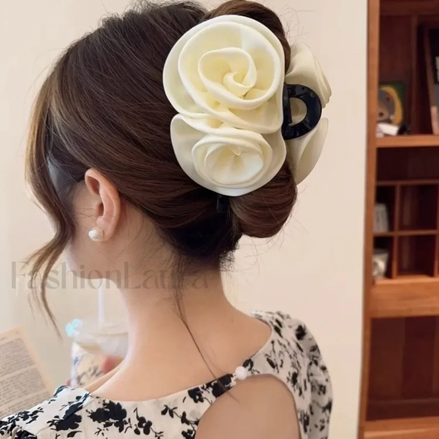Elegant High Grade Satin Rose Large Christmas Hair Accessory