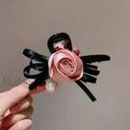 Elegant High-Grade Satin Rose Large Christmas Hair Accessory