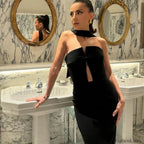 Elegant Red Maxi Dress for Christmas Party Streetwear Black / S Christmas