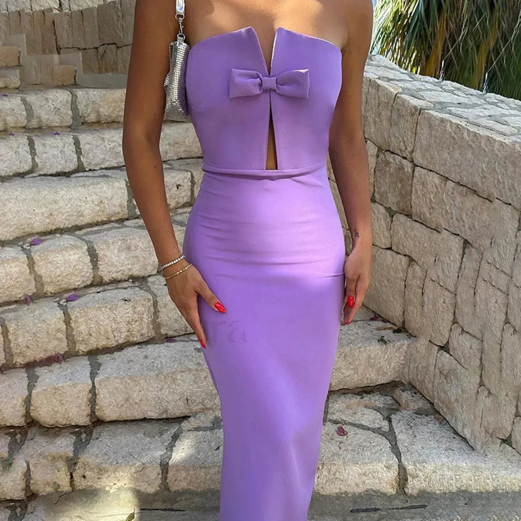 Elegant Red Maxi Dress for Christmas Party Streetwear purple / S Christmas