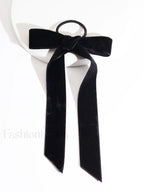 Elegant Velvet Bow Knot Soft Ribbon Elastic Christmas Hair Accessory Black
