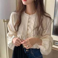 Elegant White Retro Office Pullover Street Blouse WHITE / S
