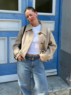 Elegant Women’s Short Woolen Coat Loose Lapel Single Breasted Long Sleeve Overcoats