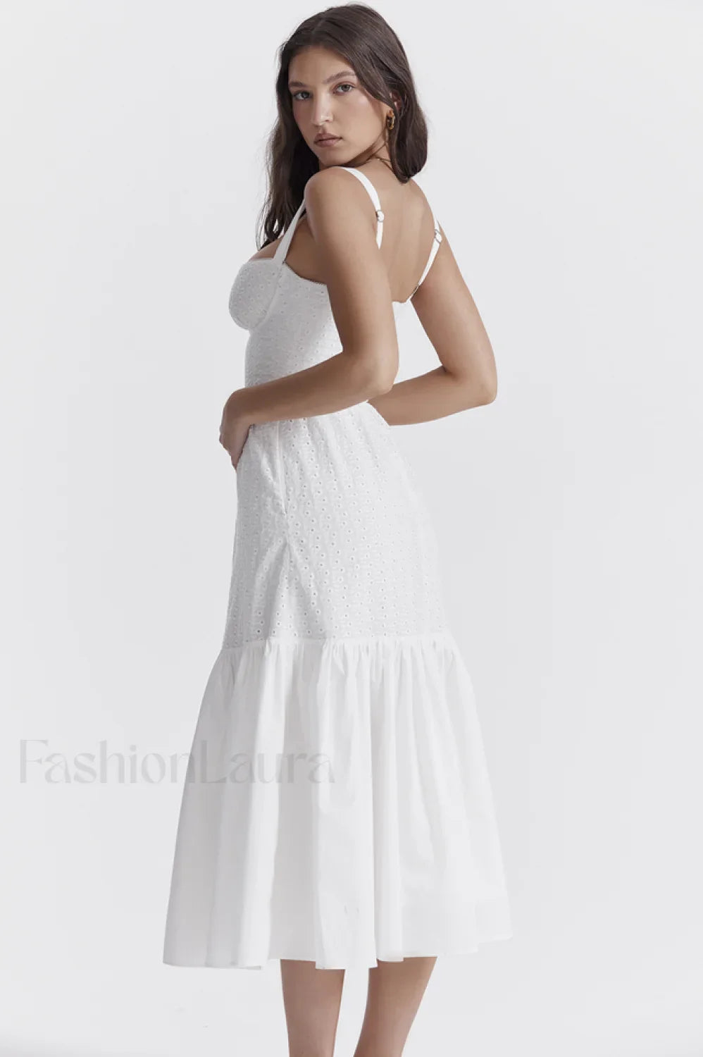 Elia White Broderie Charming Anglaise Midi Dress