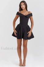 Elida Black Stylish Mini Dress