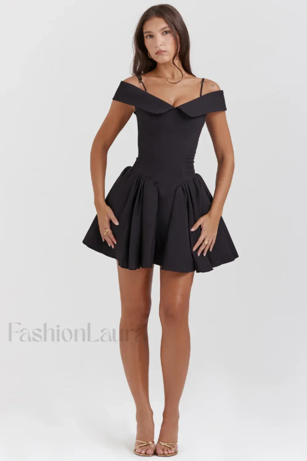 Elida Black Stylish Mini Dress