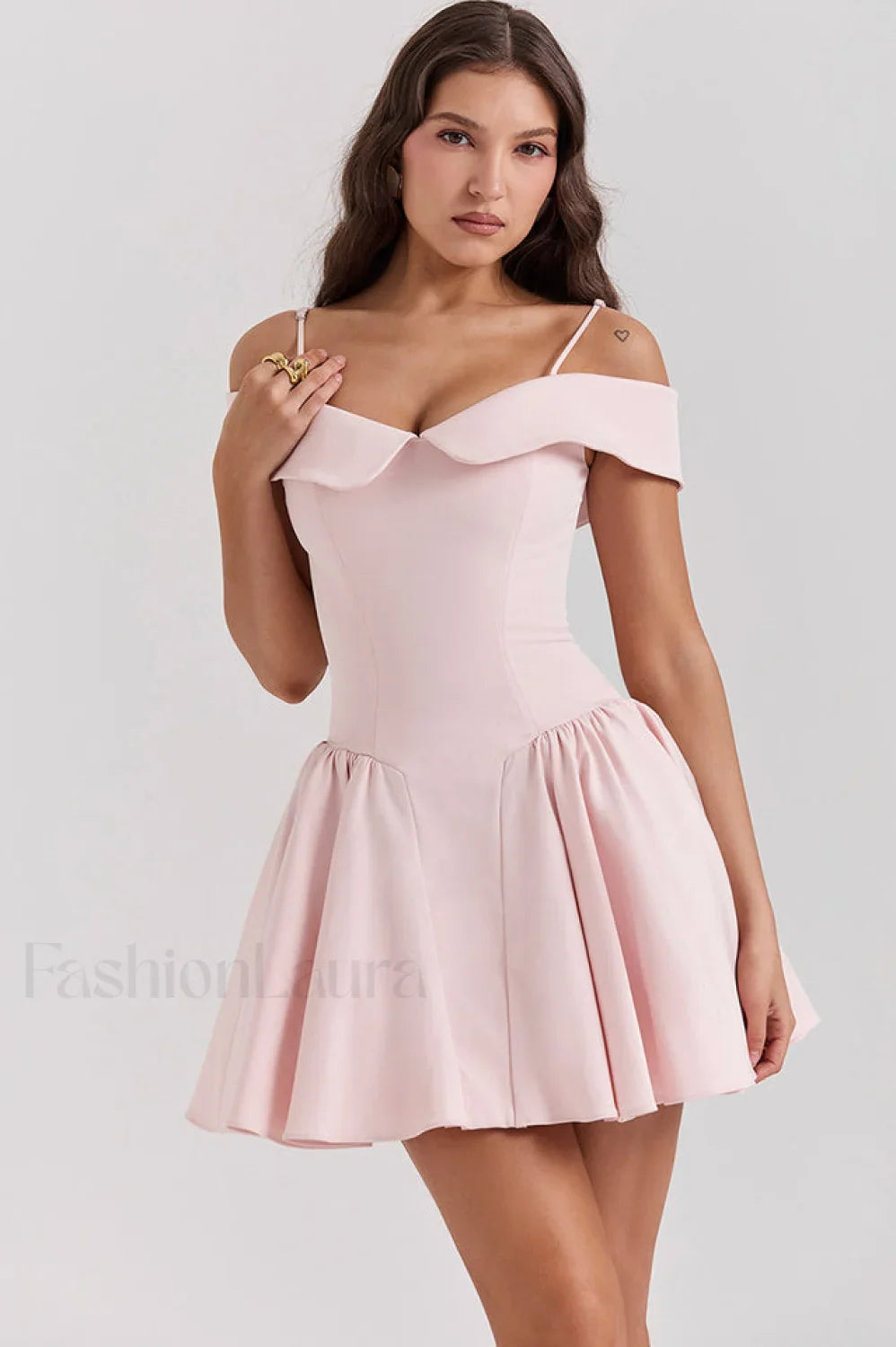 Elida Black Stylish Mini Dress XS / Peach Pink