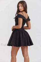 Elida Black Stylish Mini Dress