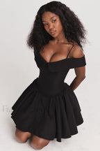 Elida Black Stylish Mini Dress