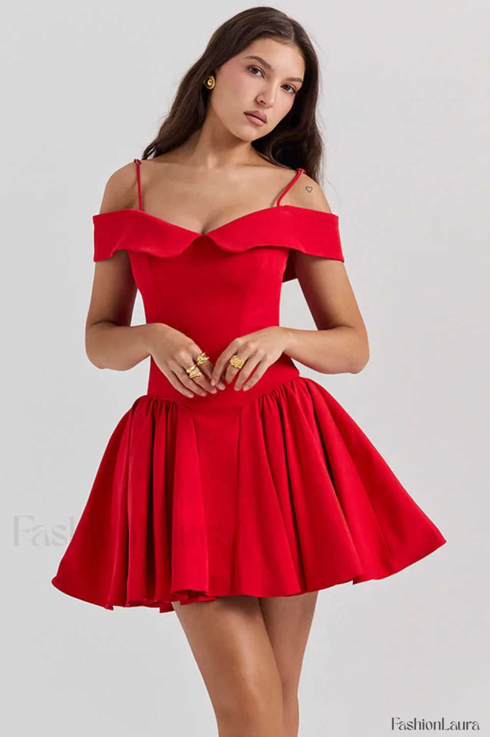 Elida Black Stylish Mini Dress XS / Red