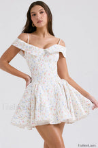 Elida Black Stylish Mini Dress XS / White Floral Print