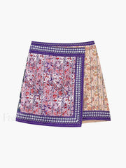 Embroidered Asymmetric Graceful Floral Mini Skirt Skirts