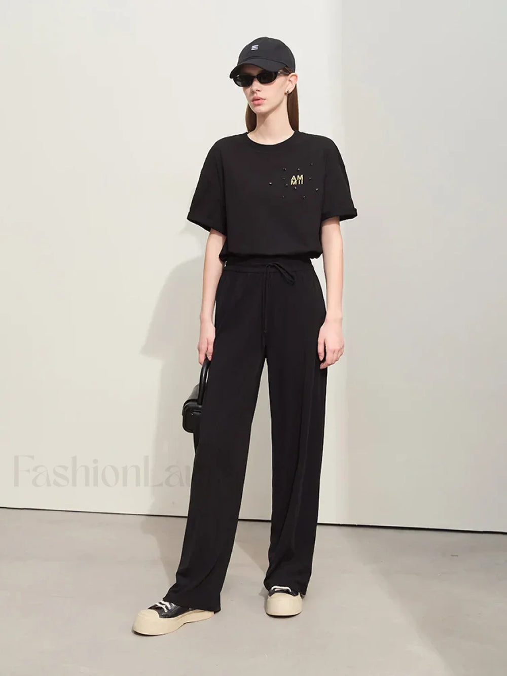 Embroidery Drop Shoulder T Shirt