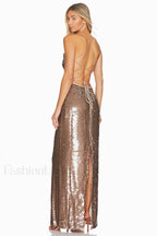Emilina Sequin Stylish Backless Maxi Dress