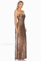 Emilina Sequin Stylish Backless Maxi Dress