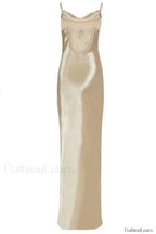 Emily Metallic Stylish Gold Maxi Dress