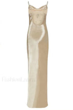 Emily Metallic Stylish Gold Maxi Dress