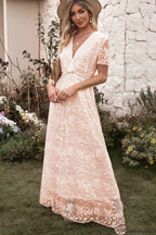 Emma Boho Floral Charming Lace Maxi Dress